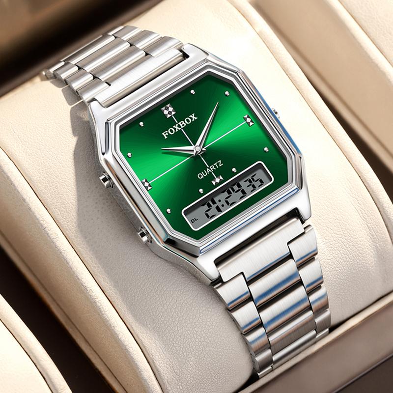 

Top Brand Luxury Women s Bracelet Watch Square Stainless Steel LED Alarm Chronograph Waterproof Quartz Ladies Wristwatch срібні зелений колір