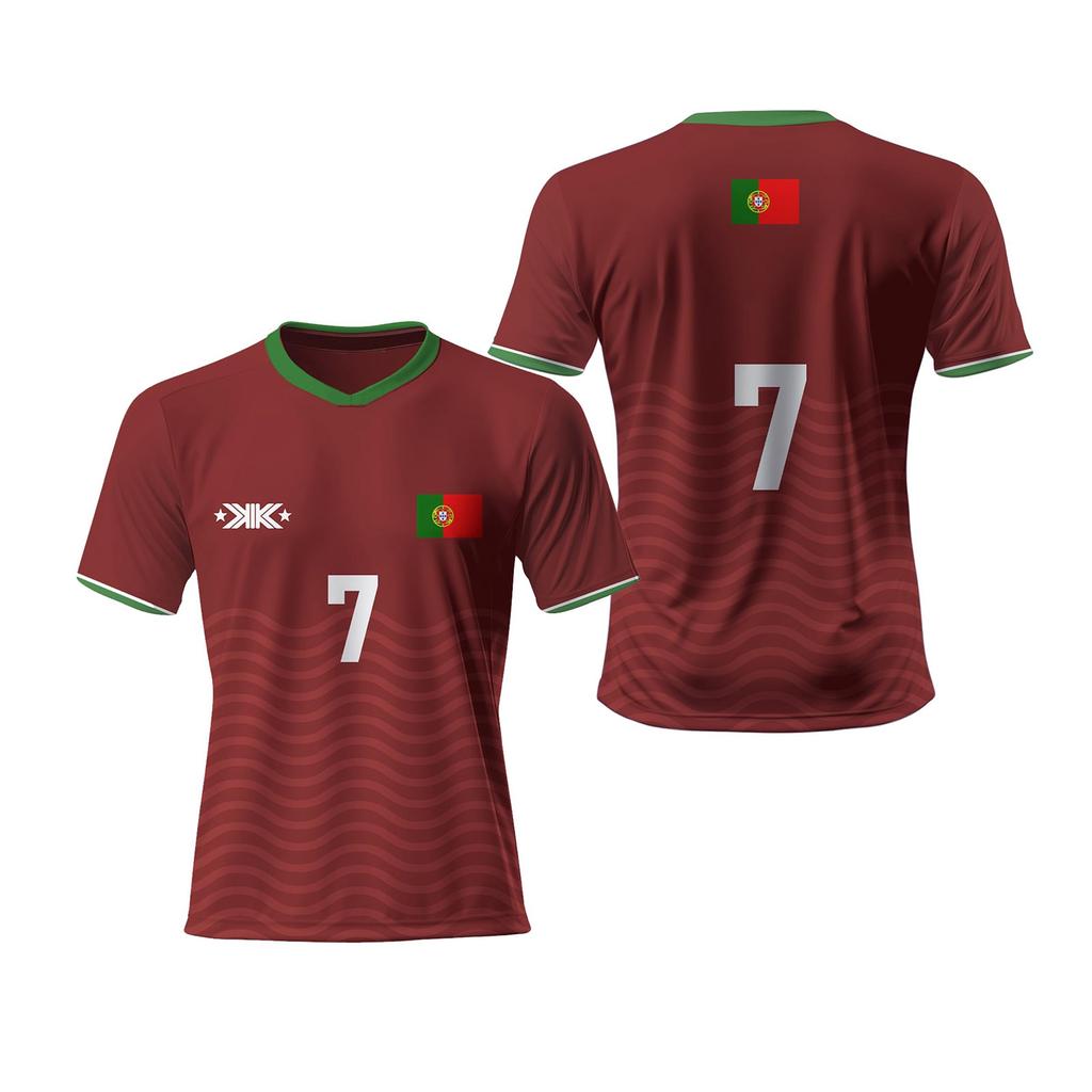 Men's Soccer Jersey with Number and Flag Print Short Sleeve Crew Neck Lightweight Athletic Top for Sports Training