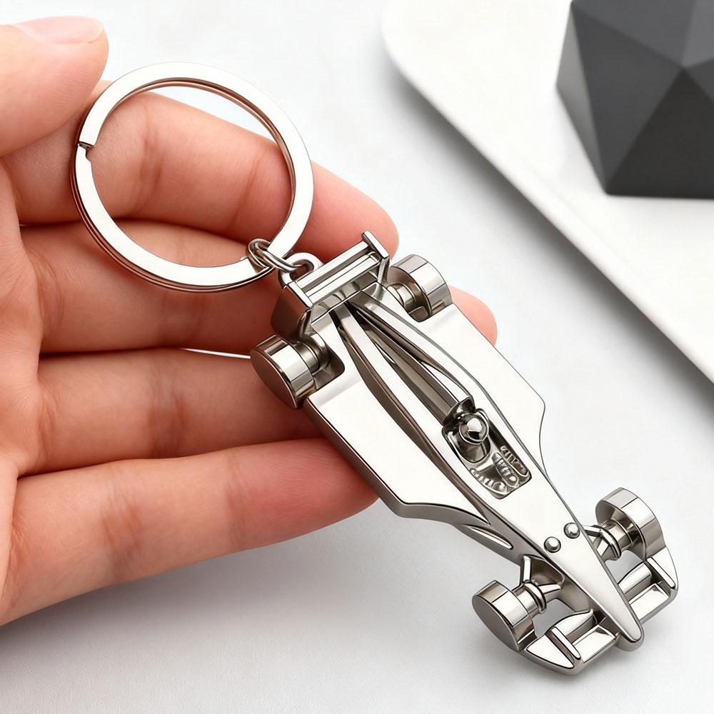 Mini Racing Model Metal Creative Simulation Car Keyring Creative Pendant Men's and Women's Laser Engraved Custom Keychain Gifts