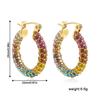 Exquisite Colorful CZ Hoop Earrings Stainless Steel with Cubic Zirconia Round Circle Ear Buckle Luxury Women Jewelry Party Gifts