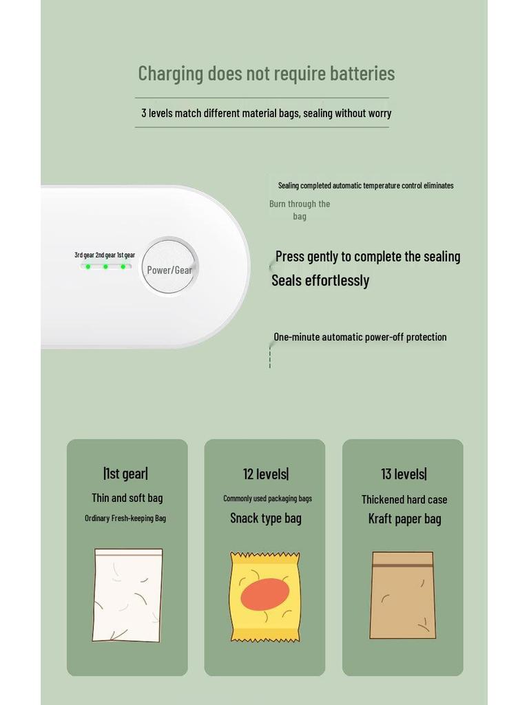 Rechargeable Portable Mini Sealer for Snack Packaging