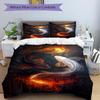 3PCs Koi Fish Yin Yang Design Cover Set, Breathable Fabric(1 Duvet Cover + 2 Pillowcases) (Without Quilt) yy250911185
