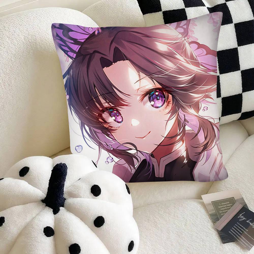 Anime Demon Slayer Shinobu Kocho Pillow Case Fashion Square Pillowcase Bedroom Sofa Room Ins Decoration Leisure
