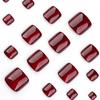 New Year Red Cat Eye Square Reusable Toe Nails - Solid Color Short Nail Tips