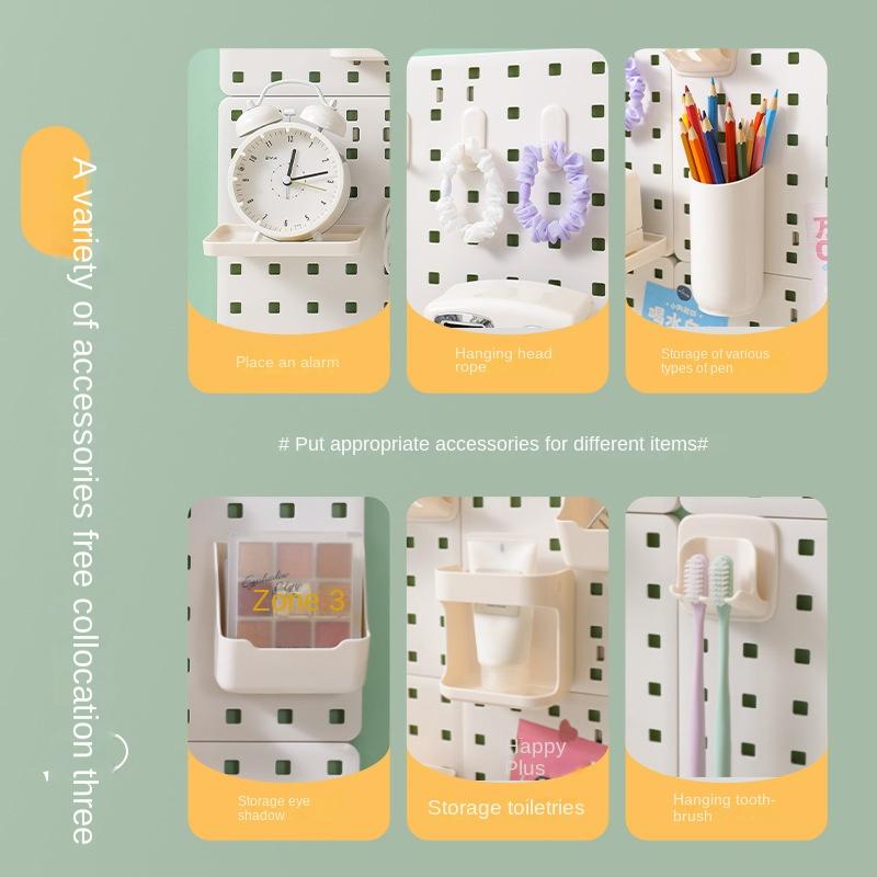 3873 Household Hole Board Wall Storage Rack Dormitory Display Rack Hanging Board Learning Desk Finishing Storage Partition Rack