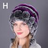 1PCS Fashion Rex Rabbit Fur Hat Fur Ball Beanies Earmuffs Hat Warm Caps Autumn and Winter Women's Comfortable