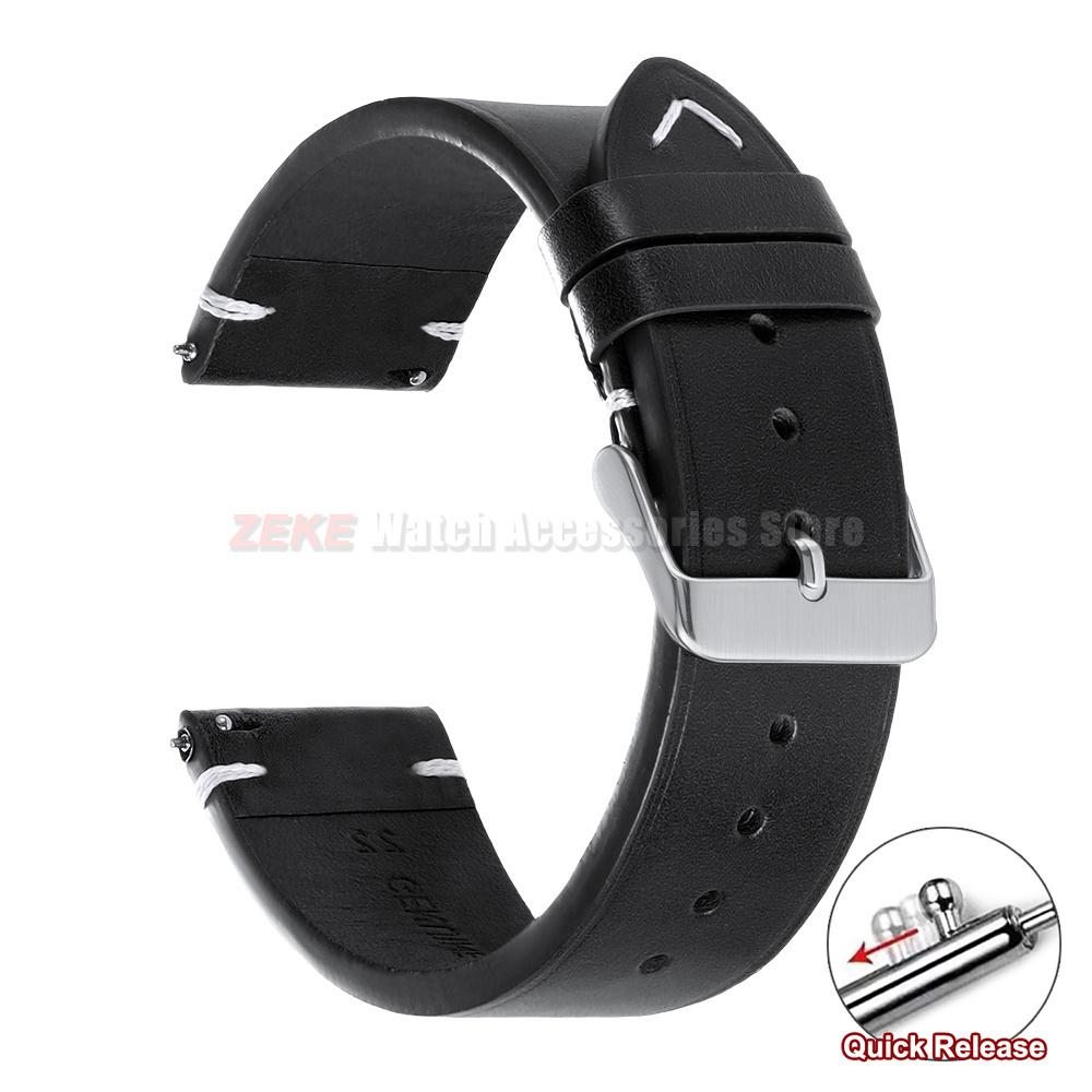 20mm 22mm for Omega Vintage Oil Wax Leather Watch Band 18mm 24mm Universal Stitching Cowhide Straps for Seiko Men Watch Bracelet