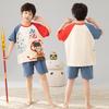 Boys Cotton Pajama Set Short Sleeve Cartoon Print Lightweight Sleepwear Kids 8 Years Home Wear