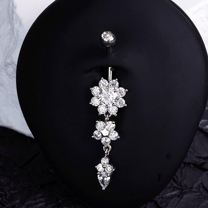 Sweet Heart Butterfly Navel Ring Zircon Belly Button Ring For Women Body Piercing Decoration Vacation Leisure Beach Jewelry Gift