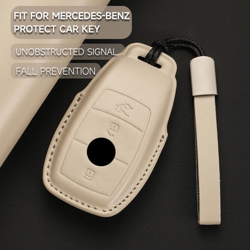 Leather Car Key Cover Case Protection Shell for Mercedes Benz A B C E S G Class GLB GLC GLE GLS W177 W213 W222 G63 E300 E200 AMG
