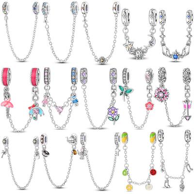 Copper Authentic Flower Charm Bead Charms Star Shape Moon Dragonfly Fixed Chain Bead Charms Compatible With Bracelets Delicate Women Jewellery Making