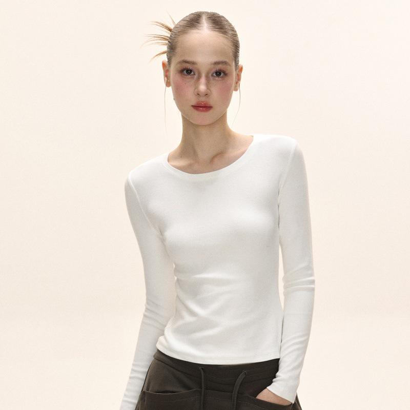 

White Slim Fit Long Sleeve Crop Top - Autumn American Style XL (weight 115-125) белый