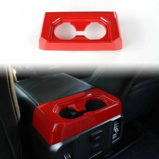 Armrest Box Rear Cup Holder Decor Frame Ring Cover Trim for Ford F-150 2015-