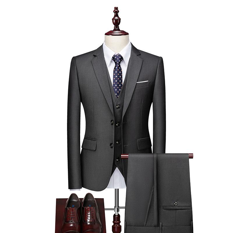 Herren 2024 Einfarbig Zweiknopf Dreiteiler Hochzeits Smoking Business Casual Set
