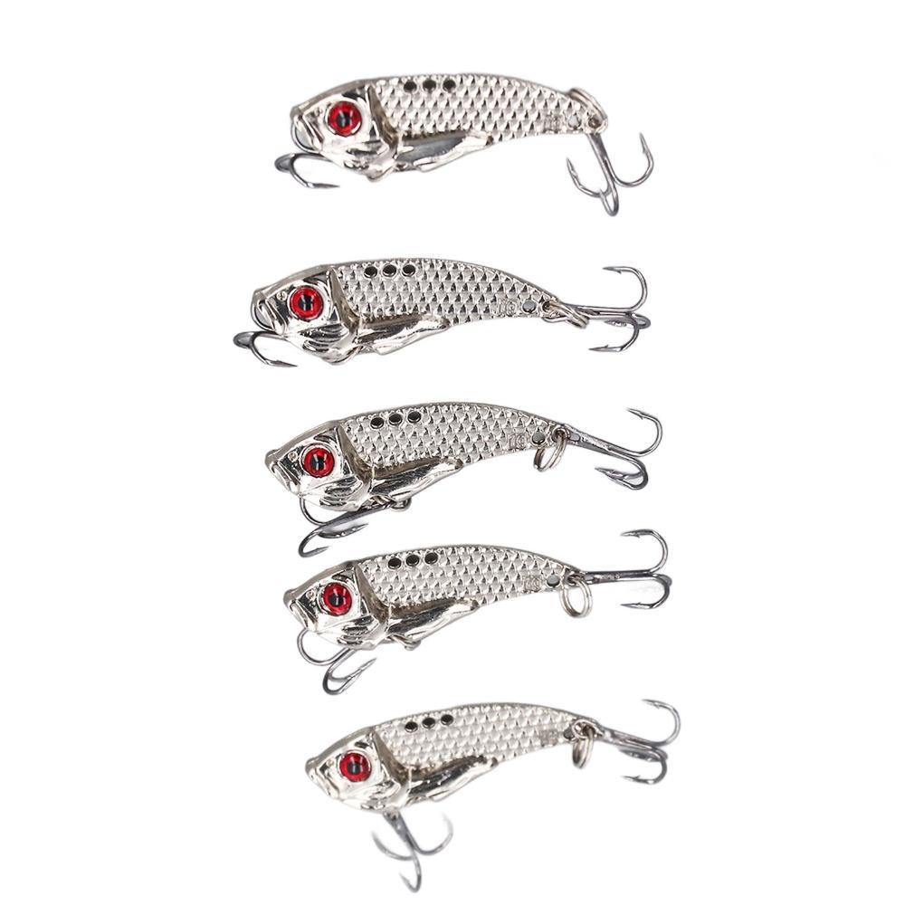 5PCS Metal Fishing Blade Lure VIB Spinner Spoon Lures Durable Fishing Lures  For Walleye