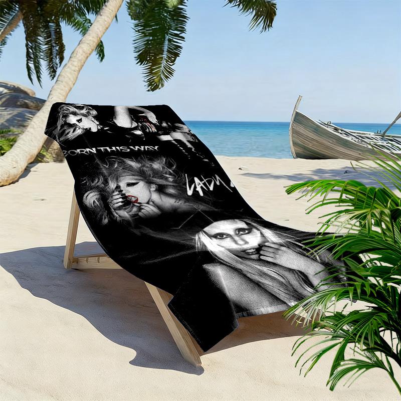 Gaga Poster Druck Strandtuch, Großes Weiches Schnelltrocknendes Handtuch für Strand Camping Schwimmen