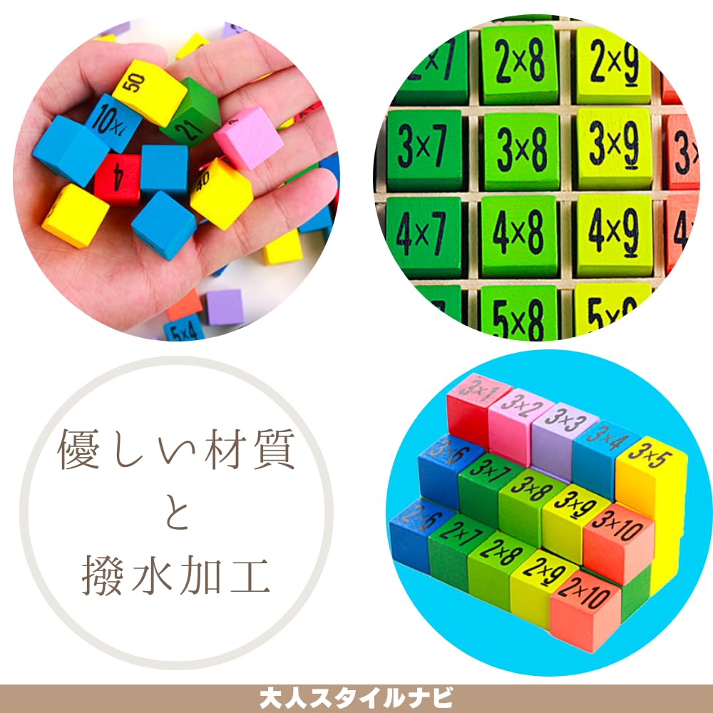 Adult Style Navi Multiplication Table Blocks Puzzle, Wooden Building Blocks for Practice and Training, Calculation, Elementary School Learning, Math,