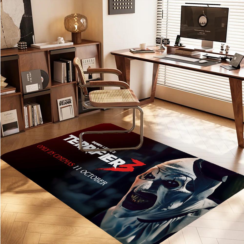 T-Terrifier 3 Skräck Clown Film Badmat Barnrum Sovrumsdekoration Balkong Halkfri Dörrmatta Vardagsrum Alfombra