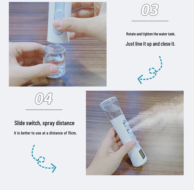 Nano Spray Rechargeable Facial Steamer & Humidifier - Double Spray Cold Mist Beauty Device