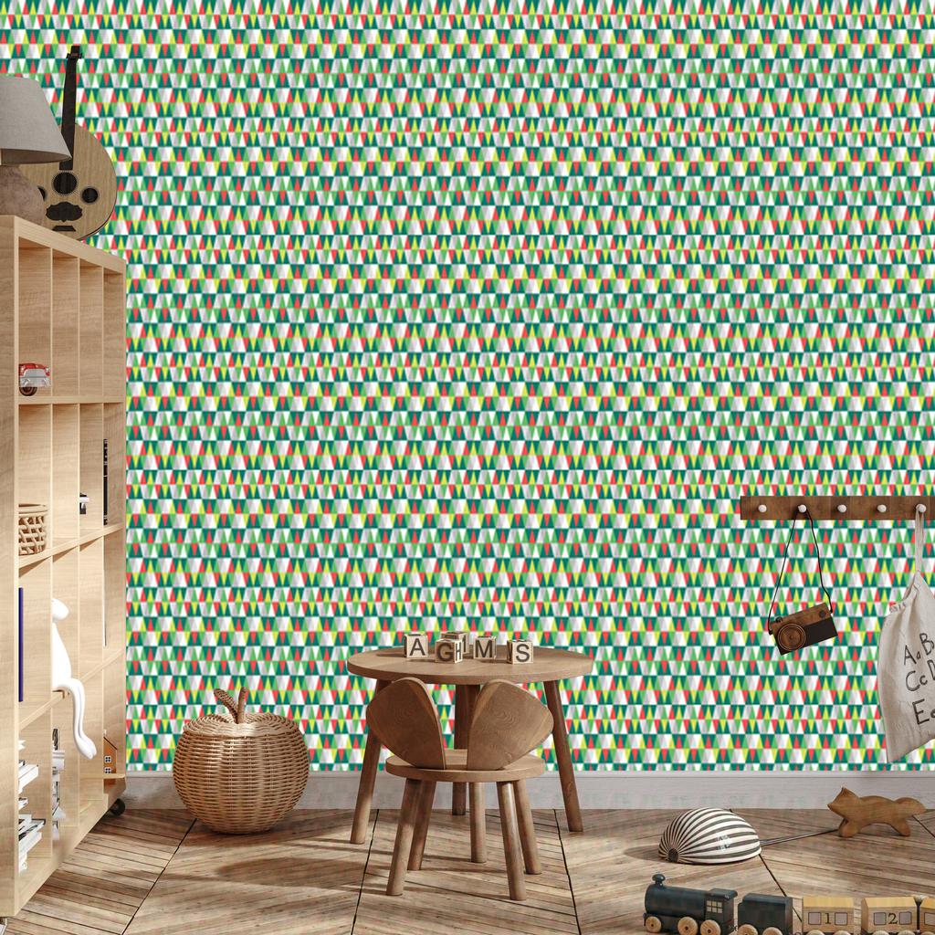 Wallpaper Triangles Sea and Green for Living Room and Bedroom 50x1000