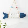 7 Inch Fish Skeleton Welcome Sign Mediterranean Beach Themed Wooden Fishbone Wall Art Vintage Hanging Fish Ornament for Home Bathroom Office Decor