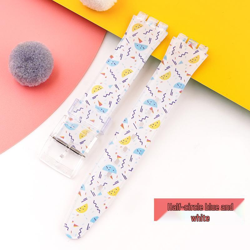 

Silicone Replacement Strap for Swatch Three-Eye Series (16/17/19mm) - Fashionable Prints in Multiple Colors 19mm