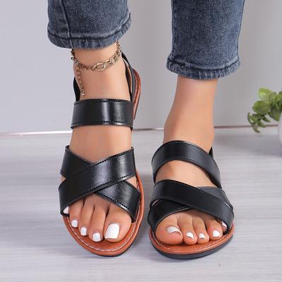 Mode Damesschoenen Hot Sale 2024 Nieuwe Mode Gesp Dames Sandalen Zomer Effen Buiten Platte Casual Dames Strand Sandalen Schoenen