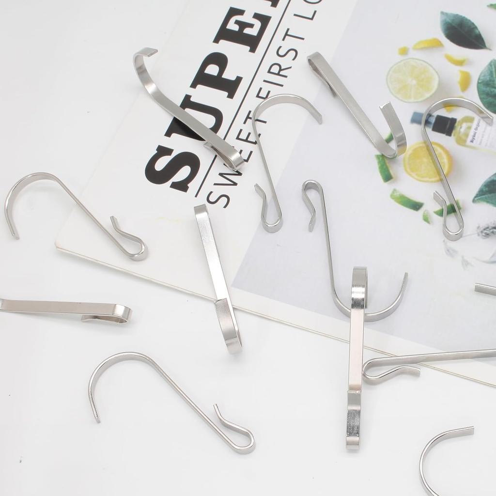 20 Pcs J Shaped Hook, Snap On Hooks Stainless Steel j Hooks for Wire Shelving Display Kitchen Bedroom Office(Silver)