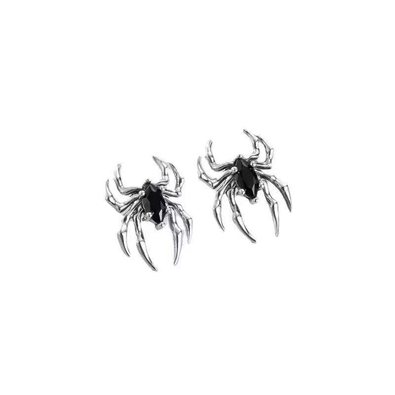 Retro Unique Gothic Spider Earrings for Women Dark Style Ins Niche Versatile Halloween Party Zircon Gifts Accessories