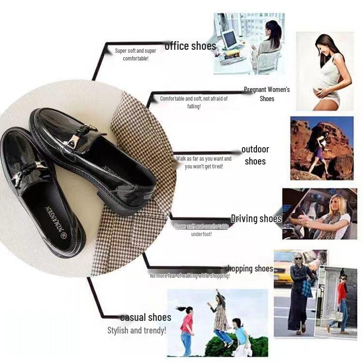 British Style Low-Heeled Black Leather Loafers for Women - 2025 Spring/Autumn: Soft-Faced, Soft-Soled, Thick-Cotton, Versatile Shoes.