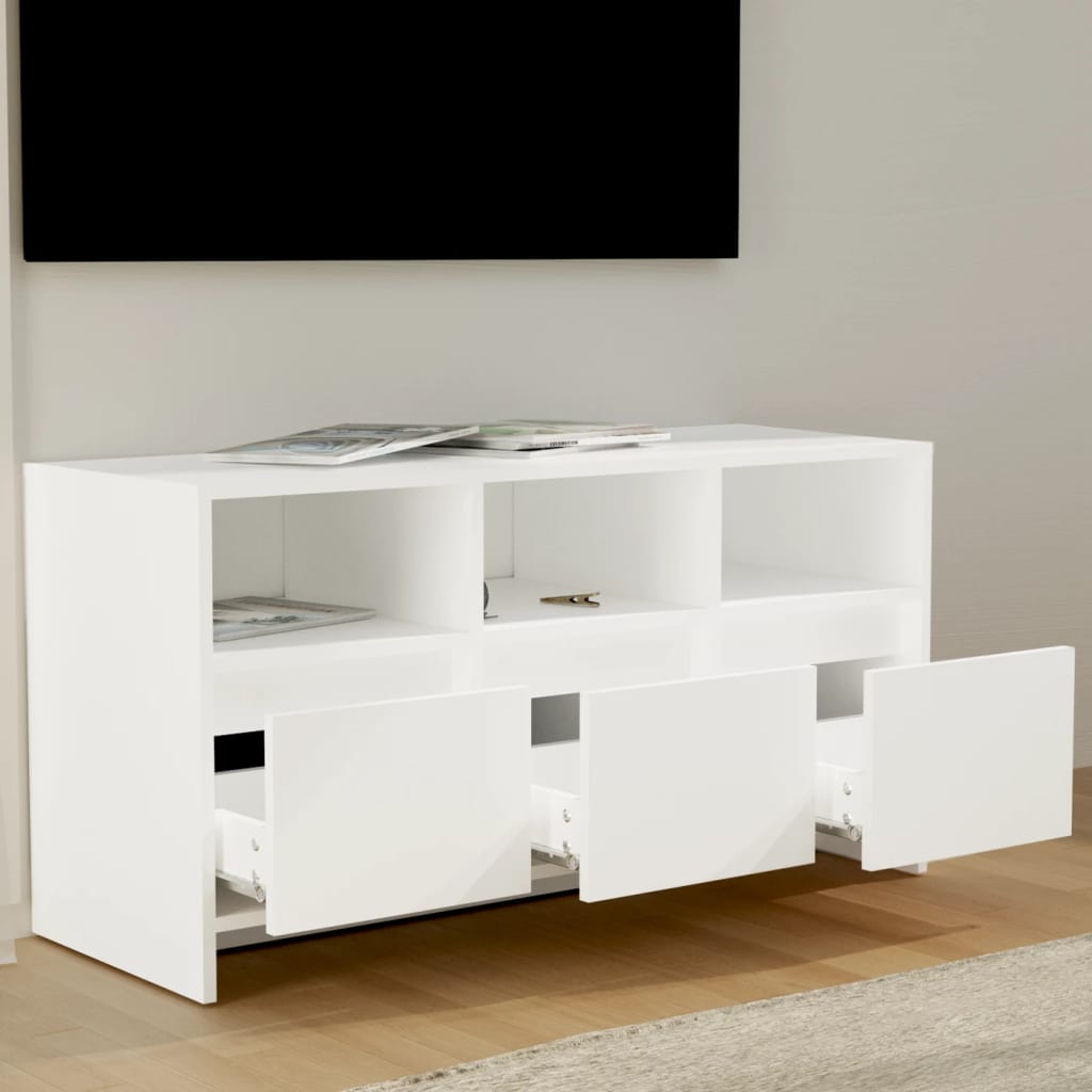 TV Cabinet, White, 102X37.5X52.5 Cm, Wood-Based Material