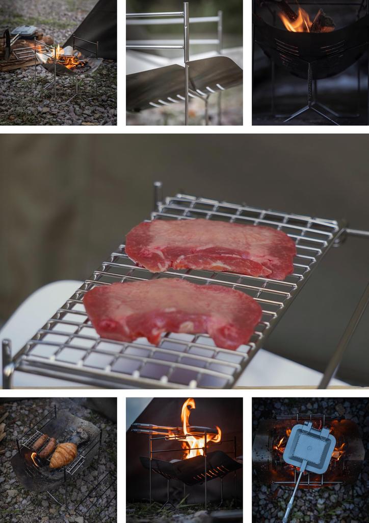 CAMPING MOON A4-Size Solo Grill, Fire Pit, Stainless Steel 304 Grill with Canvas Case (SOLO-A4G)