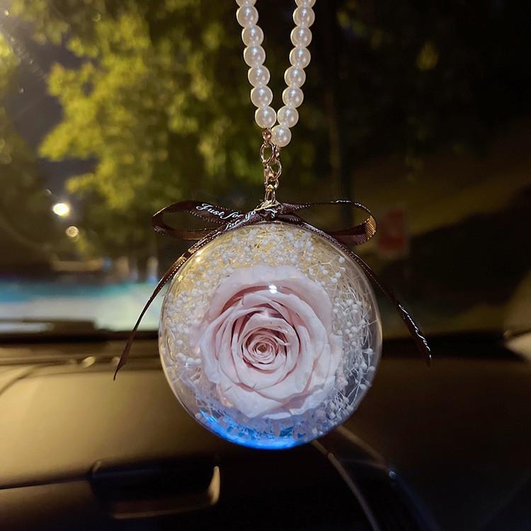 Eternal Flower Rose Ball Car Pendant In Various Colors Stylish Car Interior
