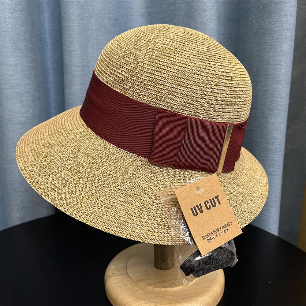 Straw Hat Children Spring and Summer Seaside Vacation Beach Hat Temperament Bucket Hat Casual Sunscreen Hat Travel Straw Weaving