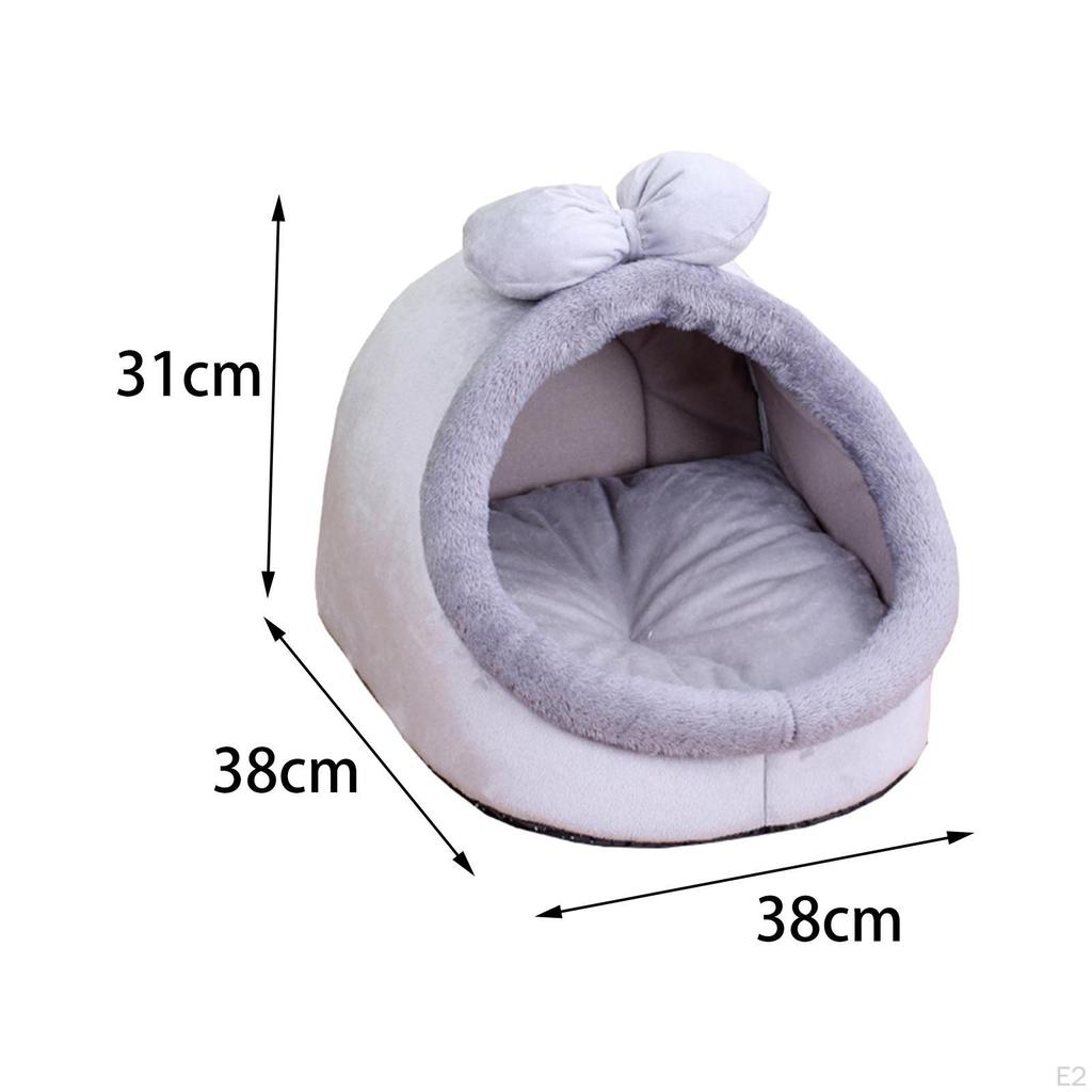 Bed Cute Enclosed Cat House Tent Comfortable Washable Cushioned Sleeping for Dogs
