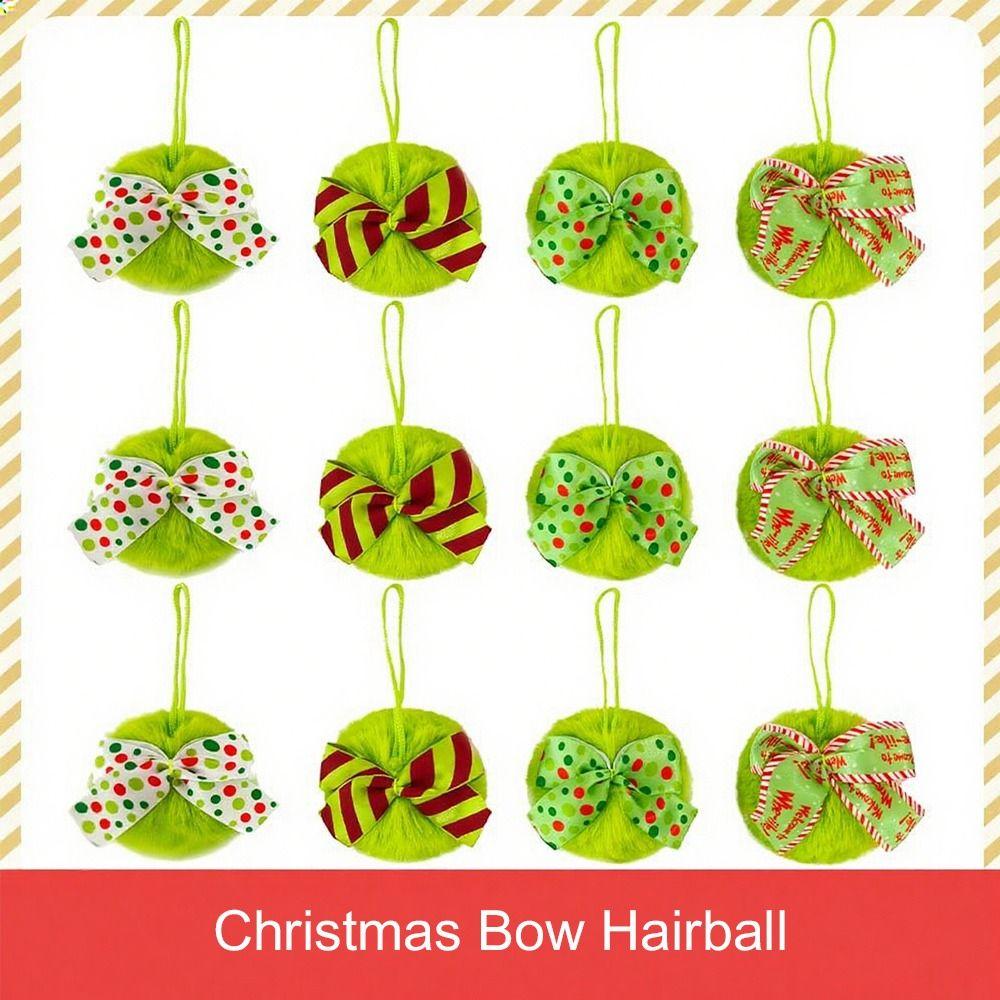 4pcs Green Furry Christmas Tree Decor Novice-friendly Festive Atmosphere Festive Decorations Fun Design Holiday Style