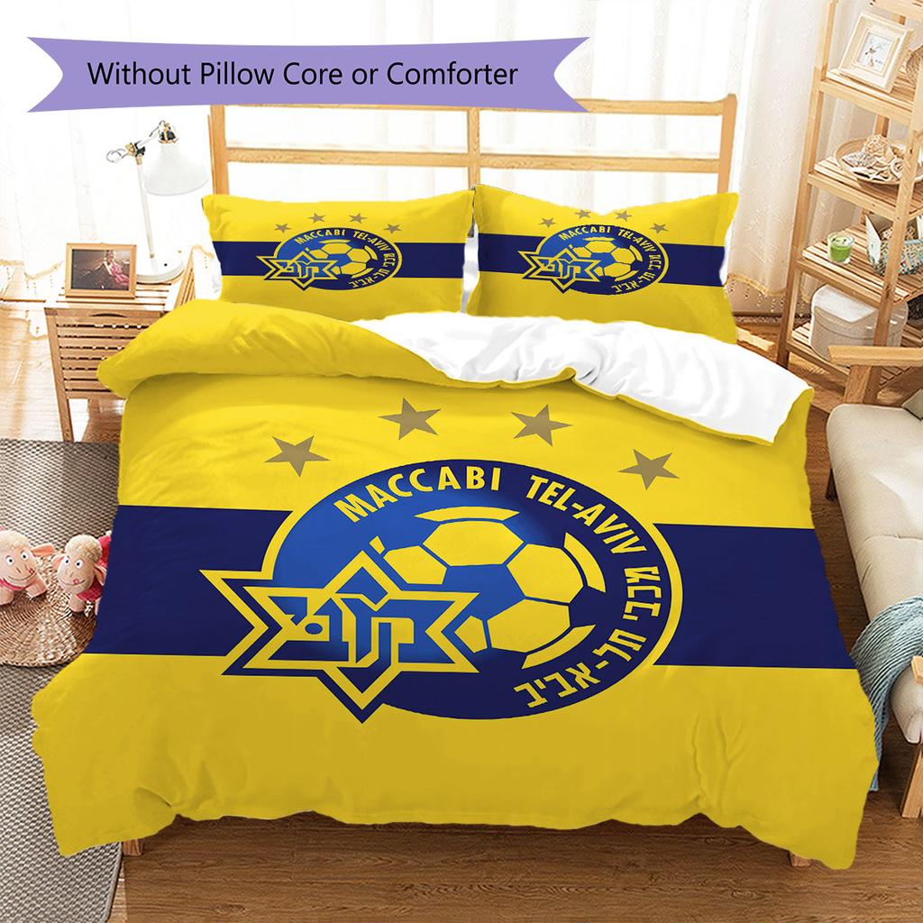 Maccabi Tel Aviv F.C Pattern Bedding,Quilt Set Quilt Cover Pillowcase Home Birthday Gift(1 * duvet cover + 2 * pillowcase, without core)