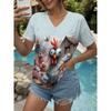 Women's T-Shirt Kawaii Animal Graphic Fashion Short Sleeved V-Neck Regular Tops Daily Print Tee Summer Spring Casual Tops
