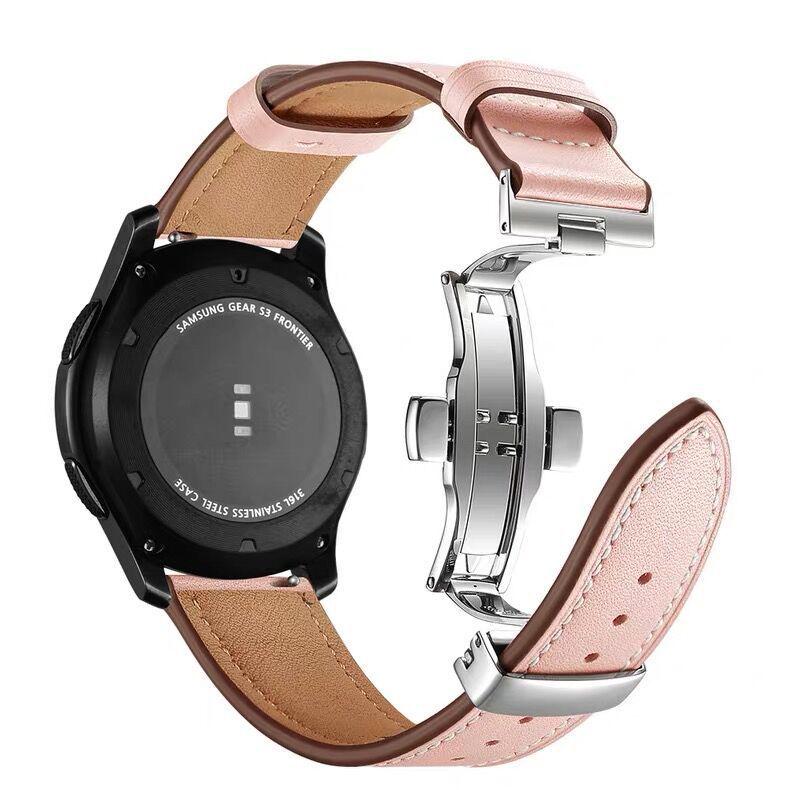 Echtes Leder Armband mit Schmetterlingsverschluss für Samsung/Huawei Uhr - Universell 20mm/22mm