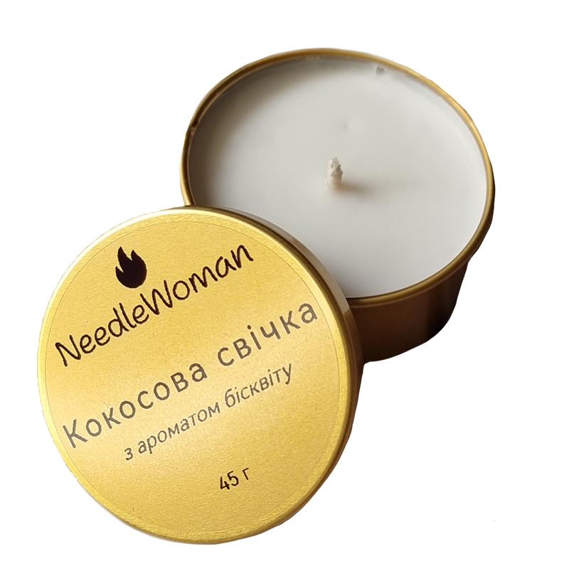 Аромасвечка ручной работы из кокосового воска в банке NWN-114 NeedleWoman   Бисквит (76681006)