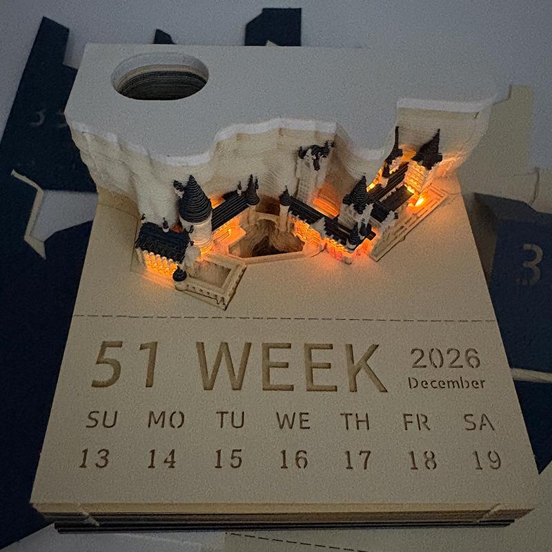 3D Stereoscopic Sticky Note Sculpture 2026 Calendar: Creative Tear-off Convenience Pad and Desktop Ornament