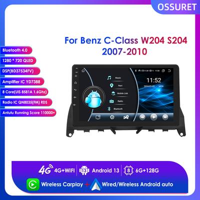 2din Android Autoradio for Mercedes Benz C-Class W204 S204 2007-2011 Car Radio Multimedia Video Player  Head Unit Carplay 4G Intelligent  RDS