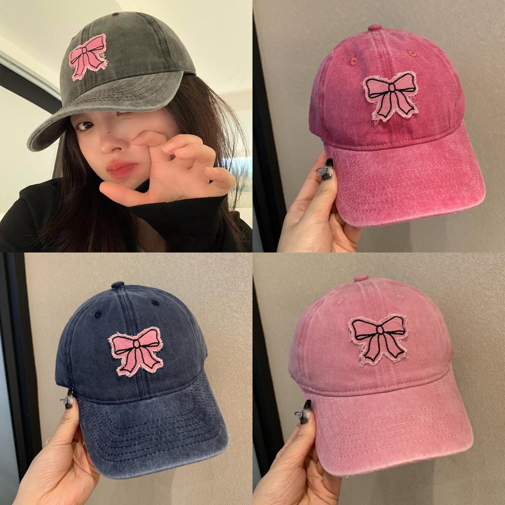 Baseball Peaked Cap Hat Bow Pattern Uv Protection Breathable Quick Gift Dry