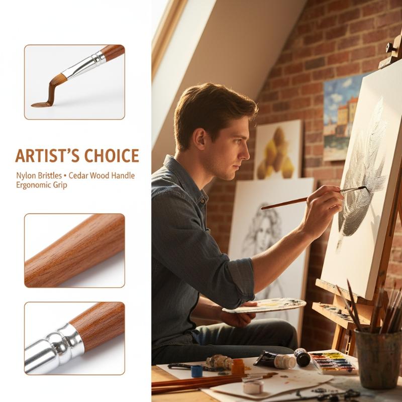 Professional Fine Detail Artist Brushes Set Flat and Pointed Head Premium Paint Brushes for Canvas Watercolor Art Drawing