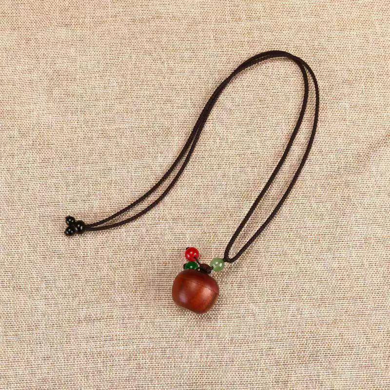Vintage Sandalwood Incense Bead Box Necklace – Ethnic Style Accessory