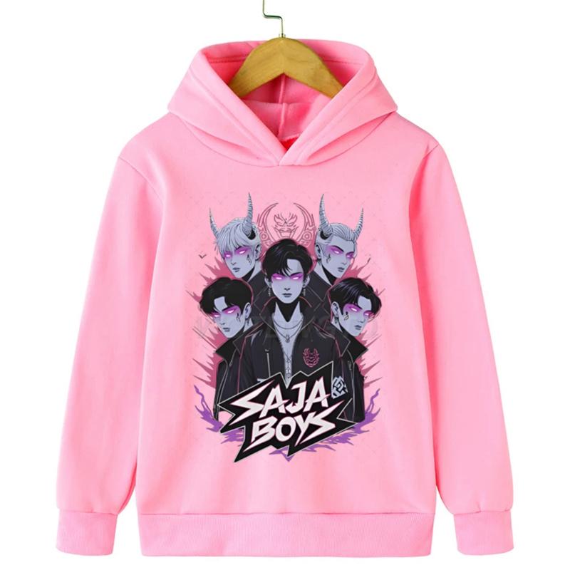 Anime Kpop Demon Hunters Saja Boys Hoodies Long Sleeve Casual Sweatshirt Harajuku Pullover Fans Gift Children's Boy Hooded Sweatshirts