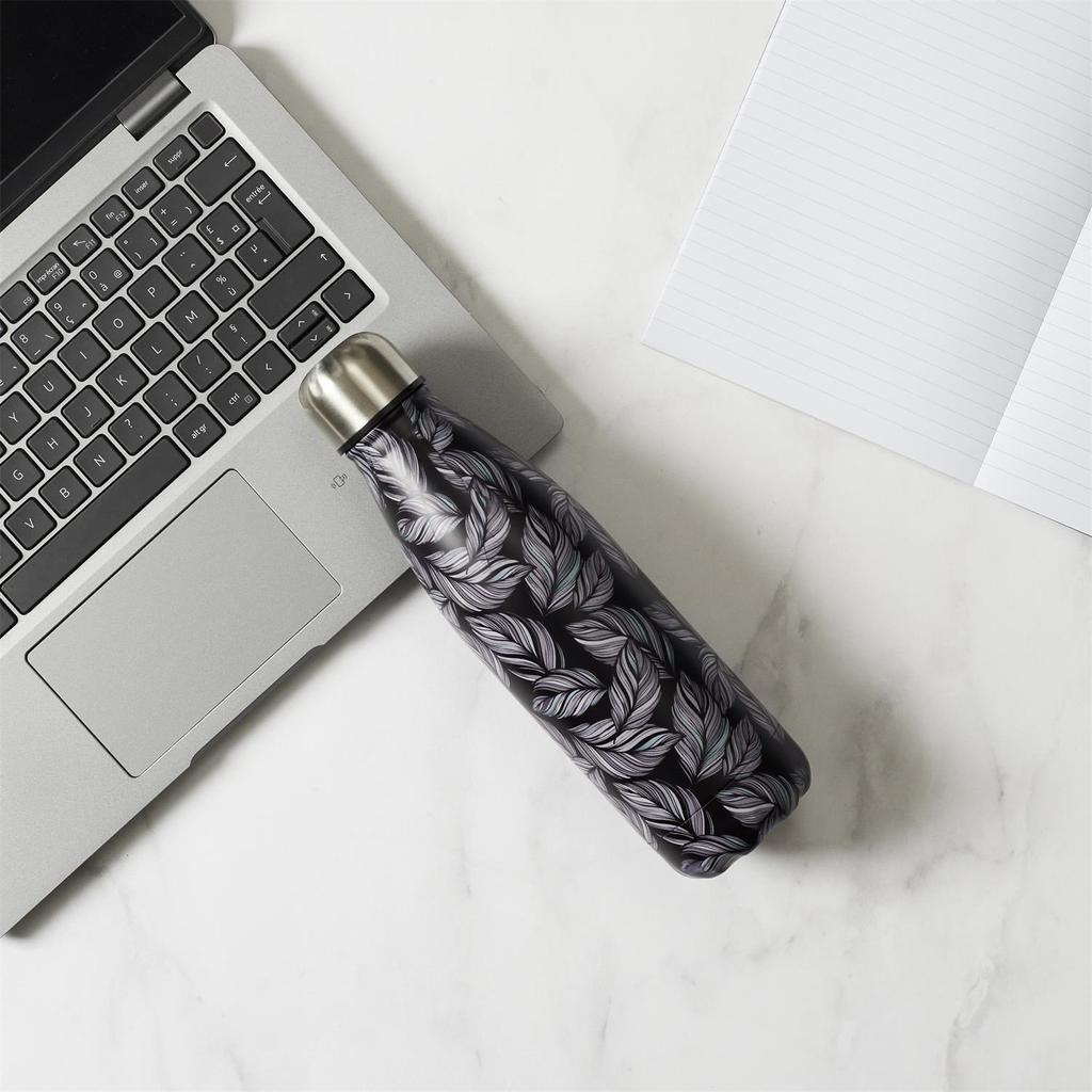 Flower thermal bottle black 500ml
