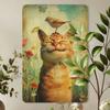 Vintage Metal Poster Wall Art Retro Red Cat Bird Flower Tin Sign