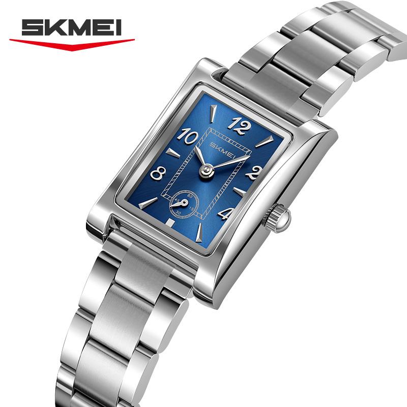 Skmei 2570 Elegant Fashion Women Quartz Watch Costume Stainless Steel Band Waterproof Rectangle in Stock Casual Watch Set
