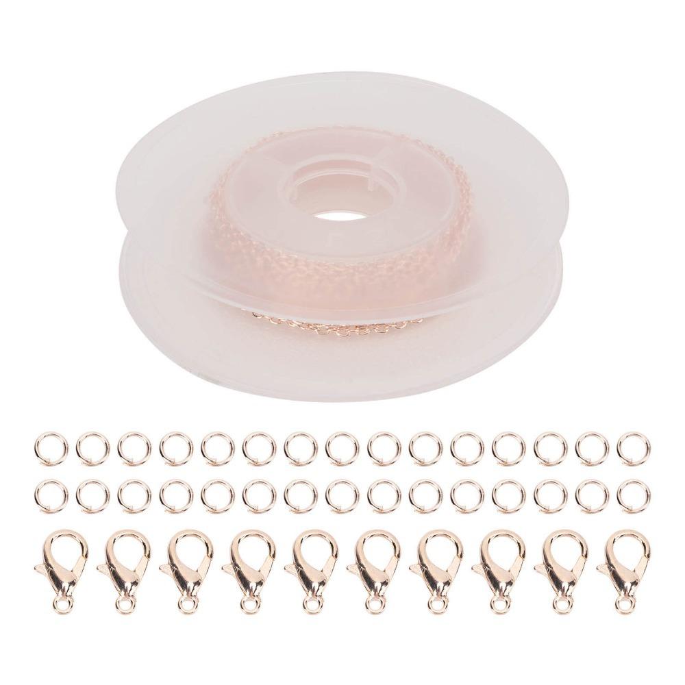 41PCS 2x3MM Jewelry Chain Silver Iron DIY Jewelry Accessories Electroplated Metal Rose Gold Chain Crafting